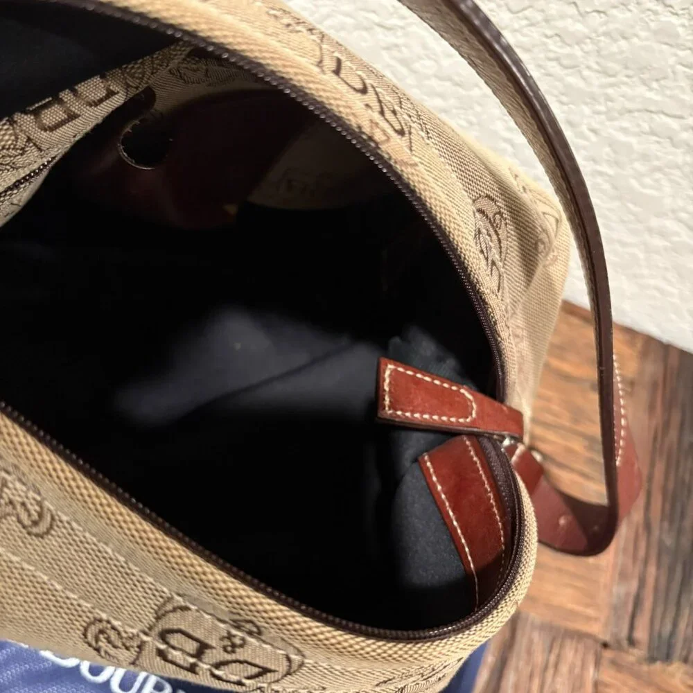 Dooney and Bourke  -  Vintage Canvas Signature Monogram Hobo Bag - Picture 7 of 12